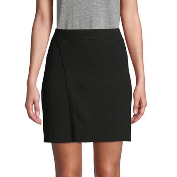 Free People Dresses & Skirts - FREE PEOPLE NWOT‎ Black Knit Faux Wrap Skirt - Size L